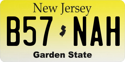 NJ license plate B57NAH