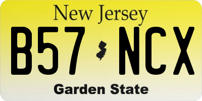 NJ license plate B57NCX