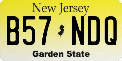 NJ license plate B57NDQ