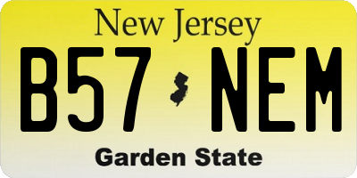 NJ license plate B57NEM