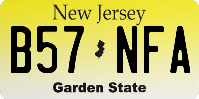 NJ license plate B57NFA
