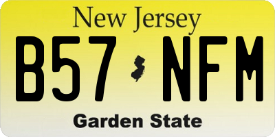 NJ license plate B57NFM