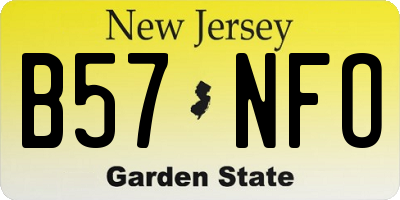 NJ license plate B57NFO