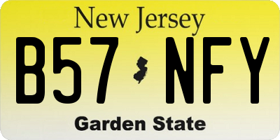 NJ license plate B57NFY