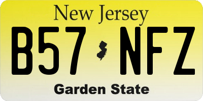 NJ license plate B57NFZ