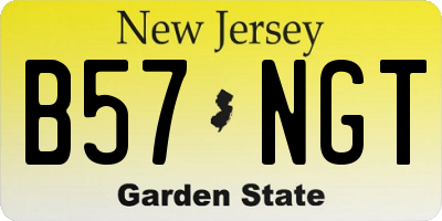 NJ license plate B57NGT