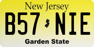 NJ license plate B57NIE