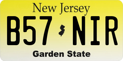NJ license plate B57NIR