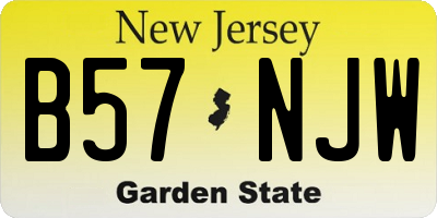 NJ license plate B57NJW
