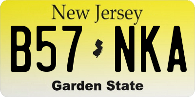 NJ license plate B57NKA