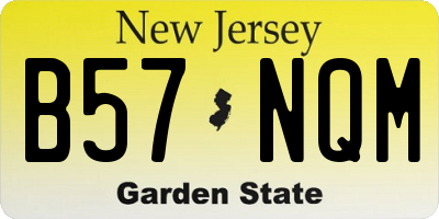 NJ license plate B57NQM