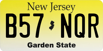 NJ license plate B57NQR