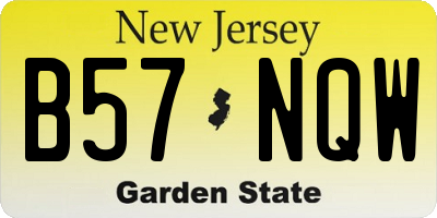 NJ license plate B57NQW