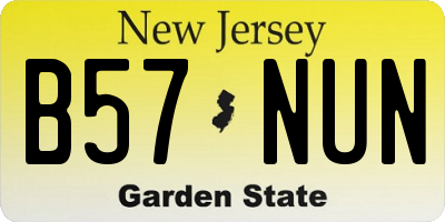 NJ license plate B57NUN