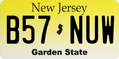 NJ license plate B57NUW