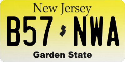 NJ license plate B57NWA