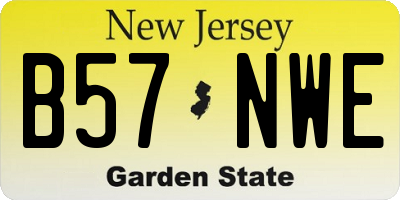 NJ license plate B57NWE