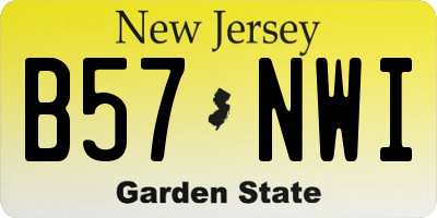 NJ license plate B57NWI