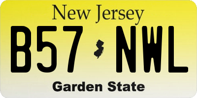 NJ license plate B57NWL