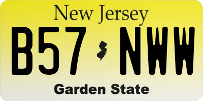 NJ license plate B57NWW