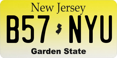 NJ license plate B57NYU