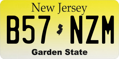 NJ license plate B57NZM
