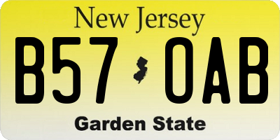 NJ license plate B57OAB
