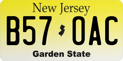 NJ license plate B57OAC