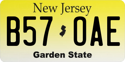 NJ license plate B57OAE