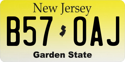 NJ license plate B57OAJ
