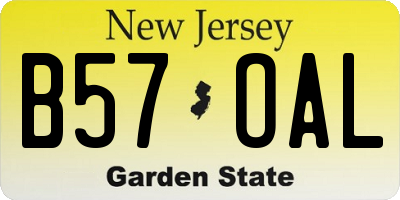 NJ license plate B57OAL