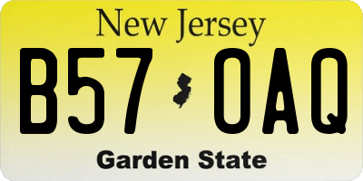 NJ license plate B57OAQ