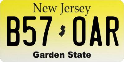 NJ license plate B57OAR
