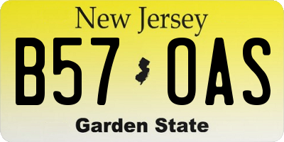 NJ license plate B57OAS