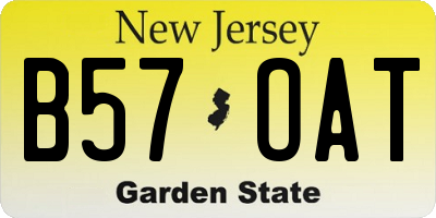 NJ license plate B57OAT