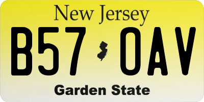 NJ license plate B57OAV