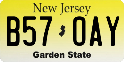 NJ license plate B57OAY