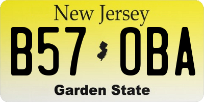 NJ license plate B57OBA