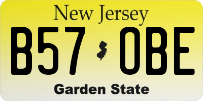 NJ license plate B57OBE