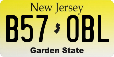 NJ license plate B57OBL