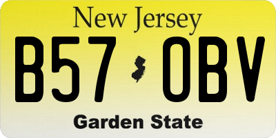 NJ license plate B57OBV