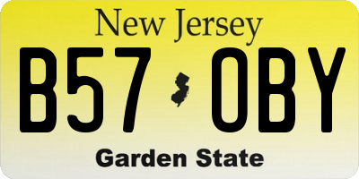 NJ license plate B57OBY