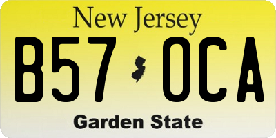 NJ license plate B57OCA