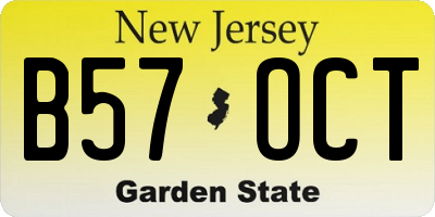 NJ license plate B57OCT