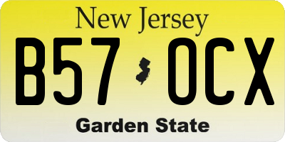 NJ license plate B57OCX