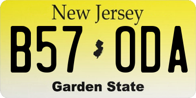 NJ license plate B57ODA