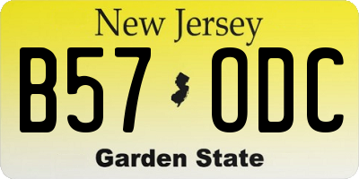 NJ license plate B57ODC