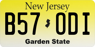 NJ license plate B57ODI