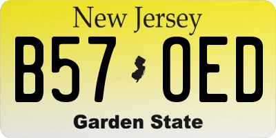 NJ license plate B57OED