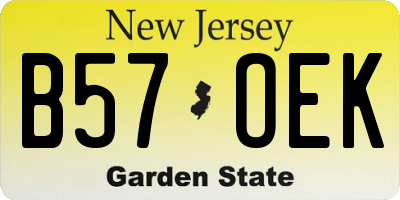 NJ license plate B57OEK
